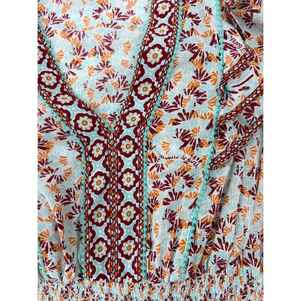 Poupette St Barth Camila Mini Dress Floral Boho Ruffle Smocked Size Medium - Picture 8 of 10